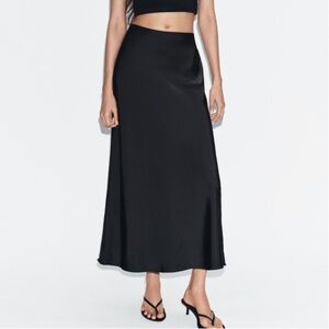 NWT Zara Satin Midi Skirt